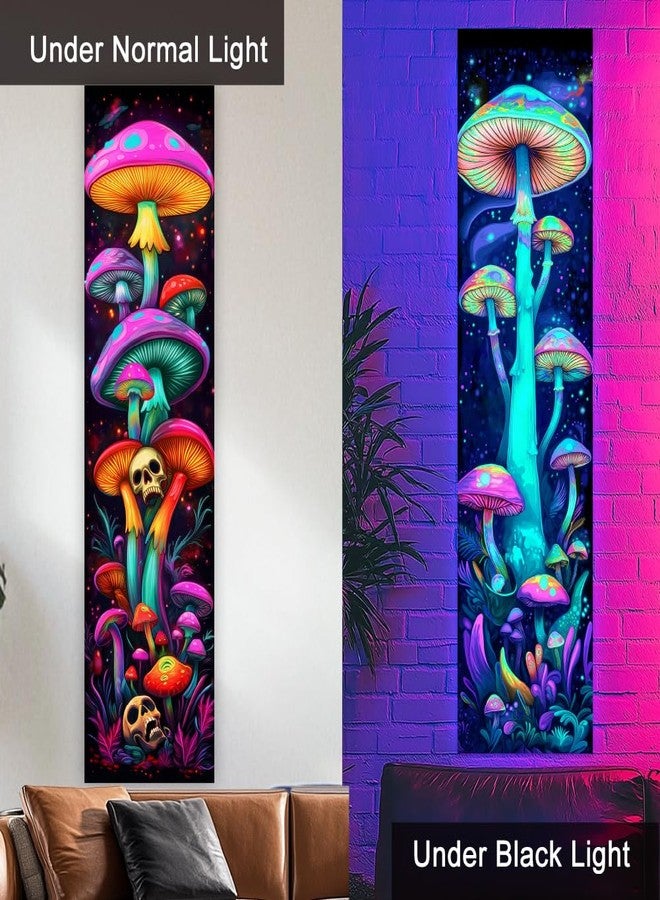 ACRNIGHEET Pack of 2 Tapestry Mushroom Blacklight Tapestry UV Reactive Poster Black Light Tapestries Mushroom Aesthetic Room Hanging Backdrop for Bedroom Home Decoration - Image 3